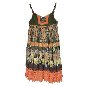 VTG Betsy Johnson Hippie Dress 4 Embellished Crochet Detail Boho Goblincore Y2k